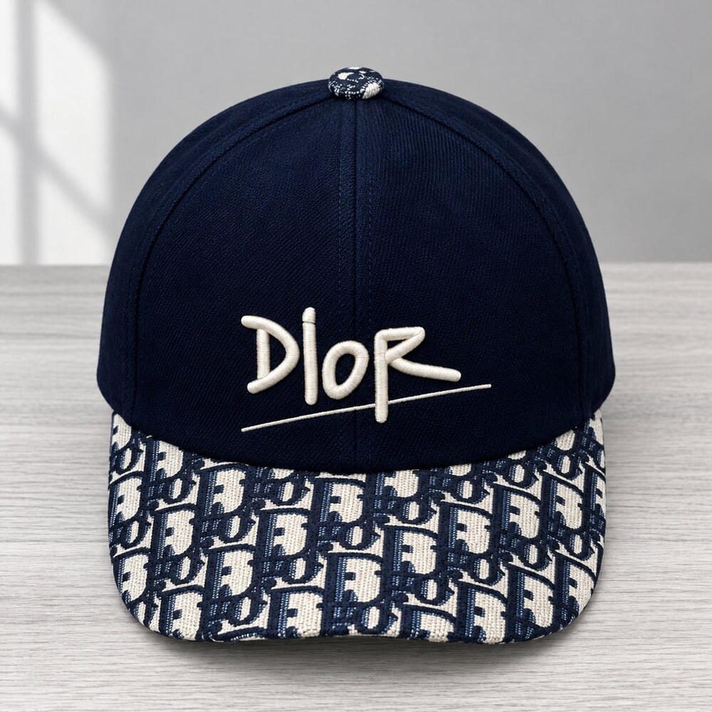Dior Navy Jacquard Baseball Cap